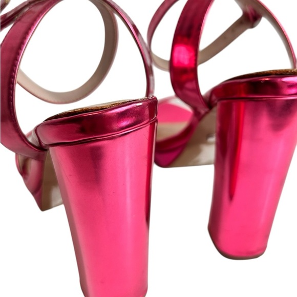TOPSHOP Platform heels, Size 37, Holographic Hot pink, ankle straps, Glam Party - Picture 8 of 10